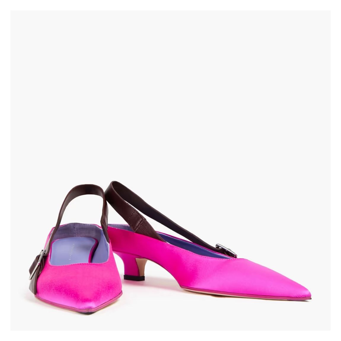 Pink Solar Satin Slingback Kitten Heeled Shoes main product photo