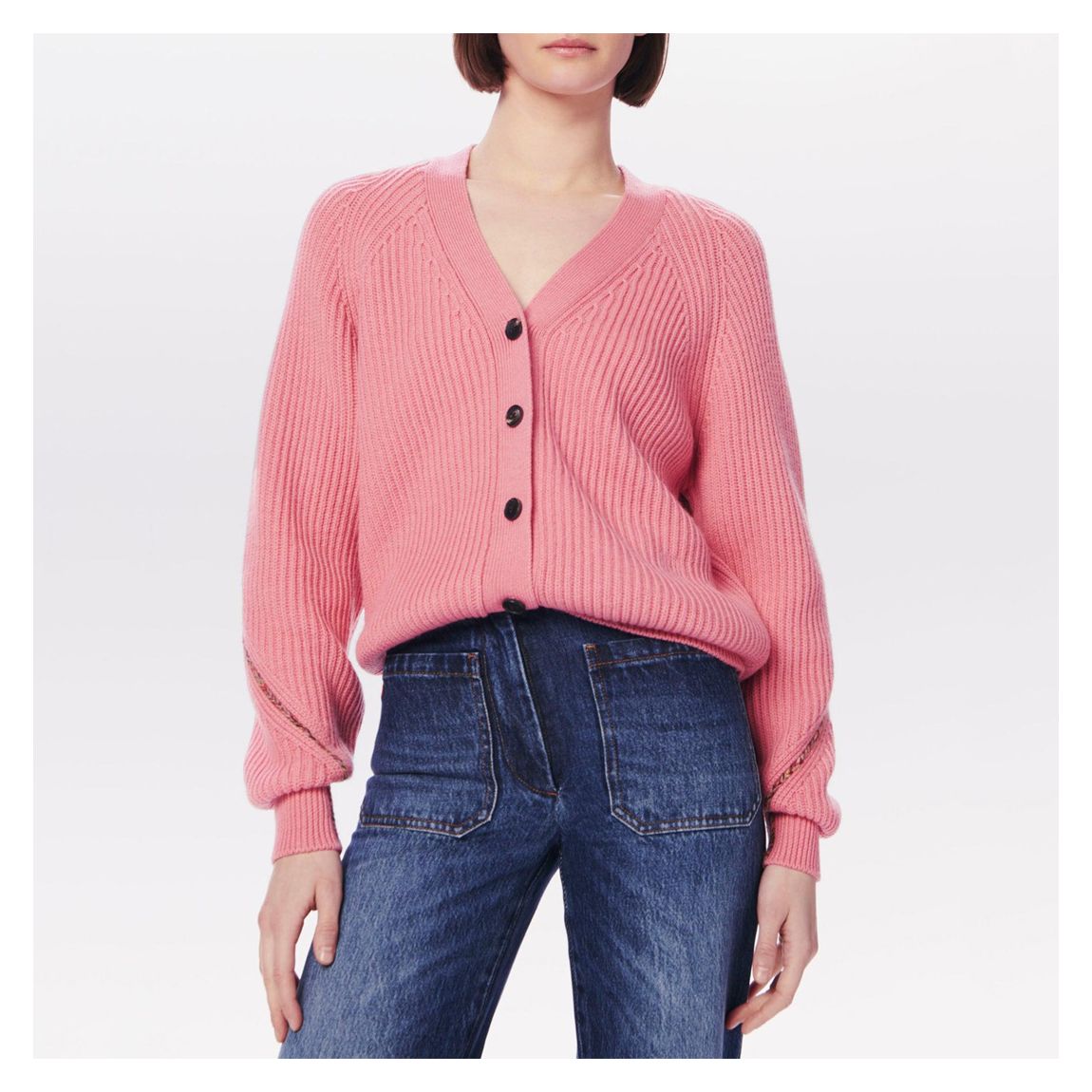 Pink V Neck Cardigan main product photo