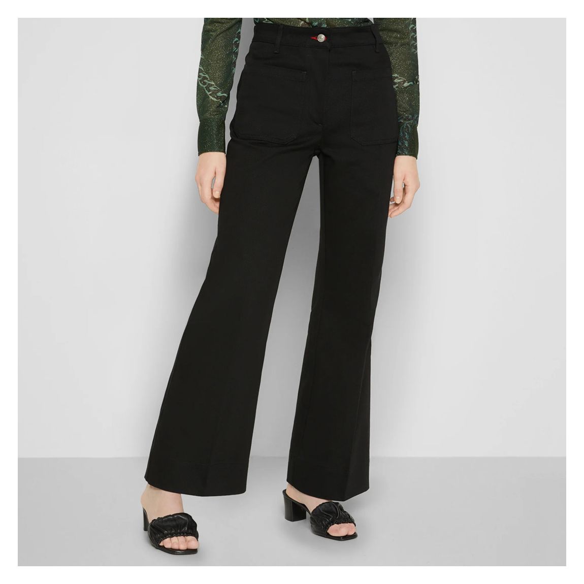 Black Alina Wide Leg Cotton Jeans main product photo