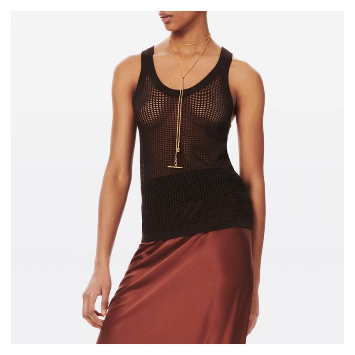 Brown Netter Scoop Neck Vest main product photo