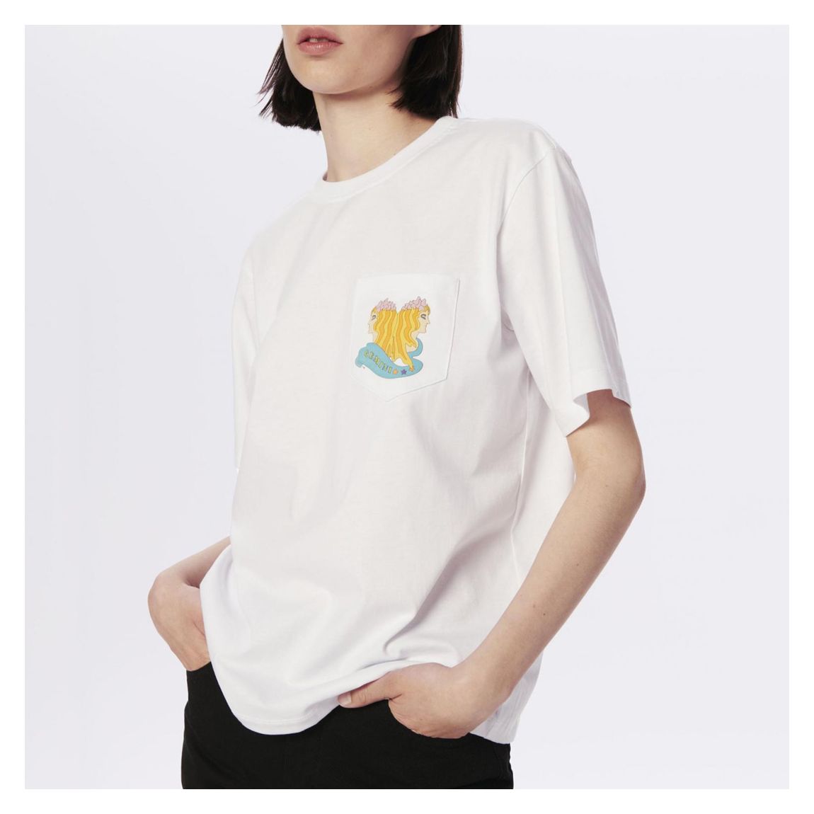 White Gemini Graphic Cotton T-Shirt main product photo