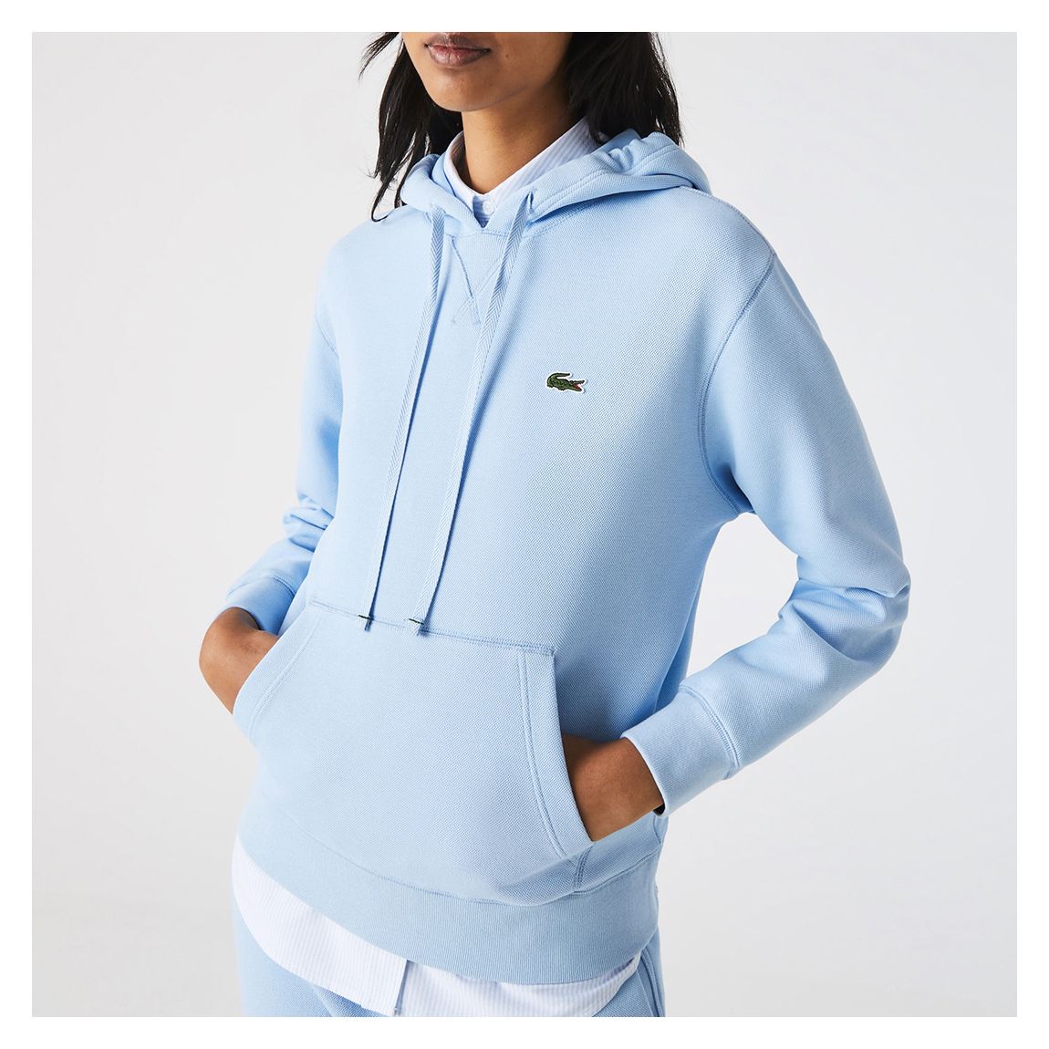 Pastel Blue Relaxed Cotton Blend Hoodie main product photo