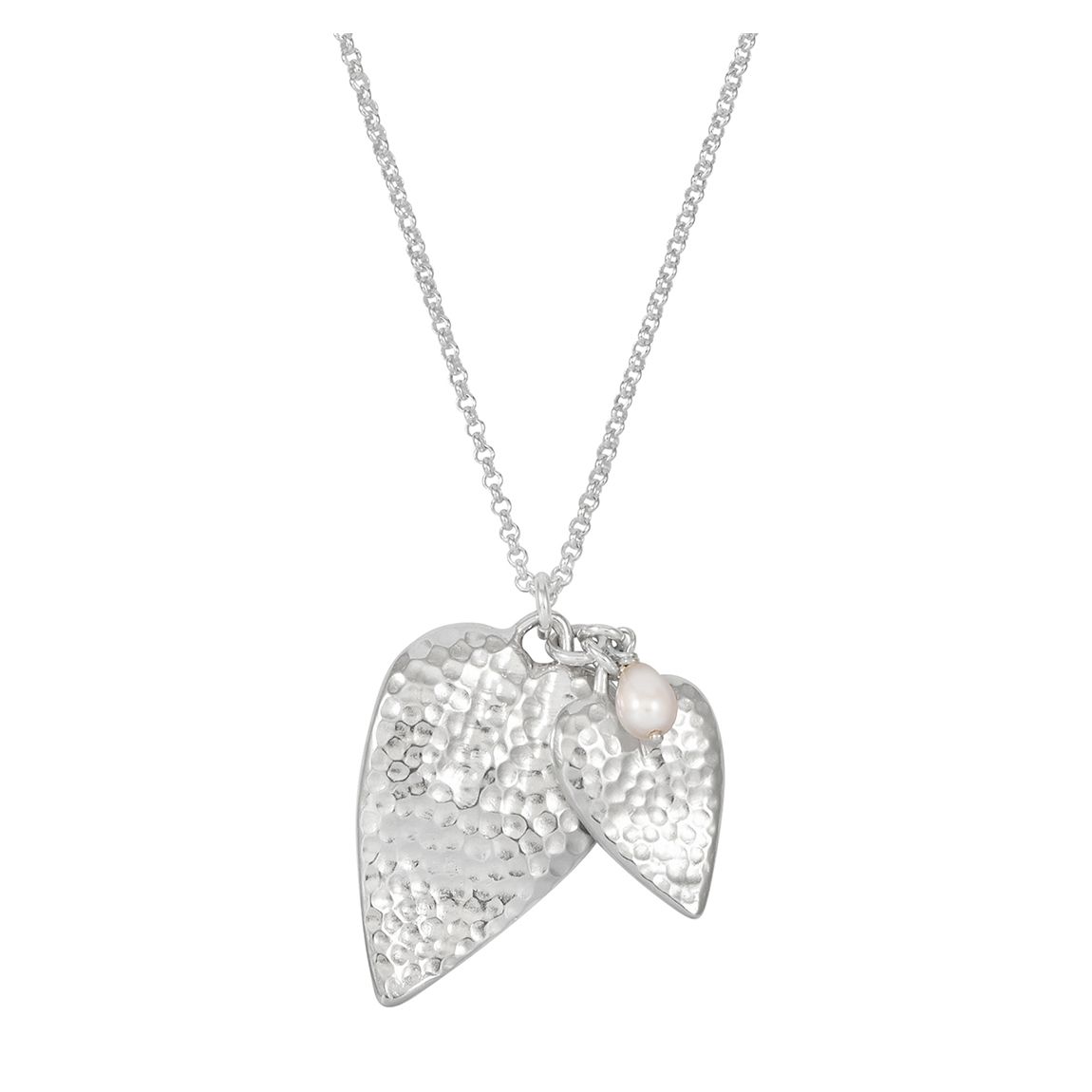 Sterling Silver Large Cherished Hearts & Freshwater Pearl Pendant main product photo