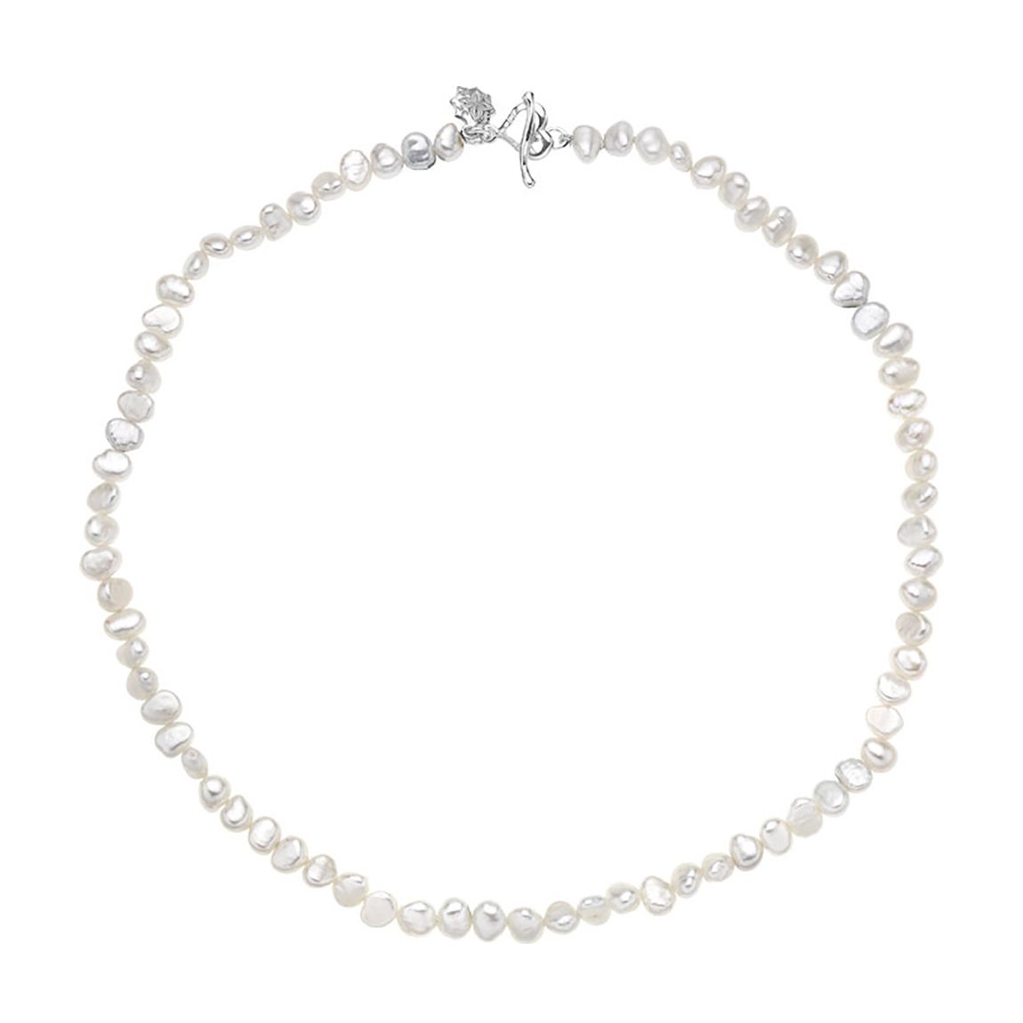 Sterling Silver Medium White Baroque Pearl Necklace main product photo