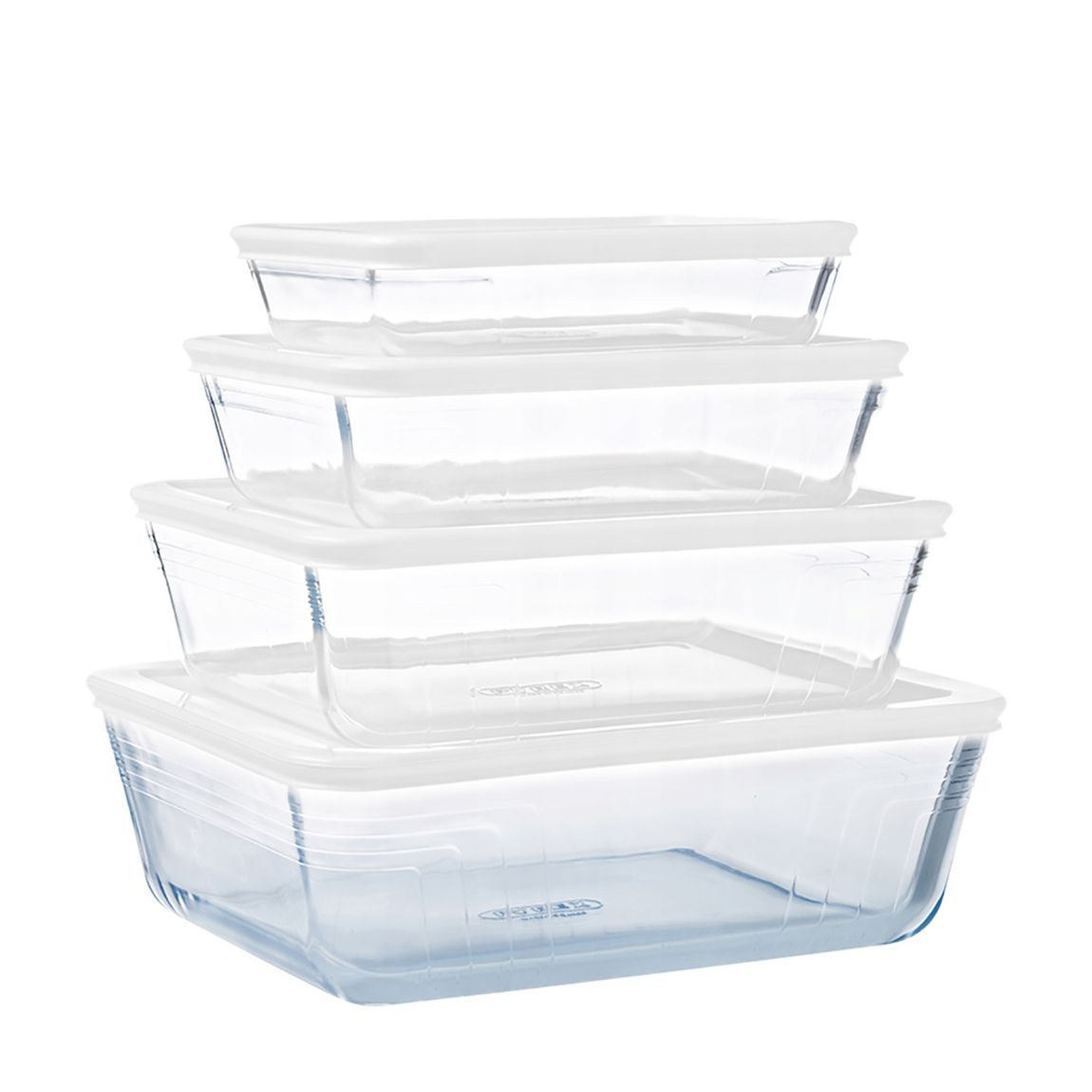 Set of 4 Cook & Freeze Rectangular Glass Storage Food Container with BPA Free Lid main product photo