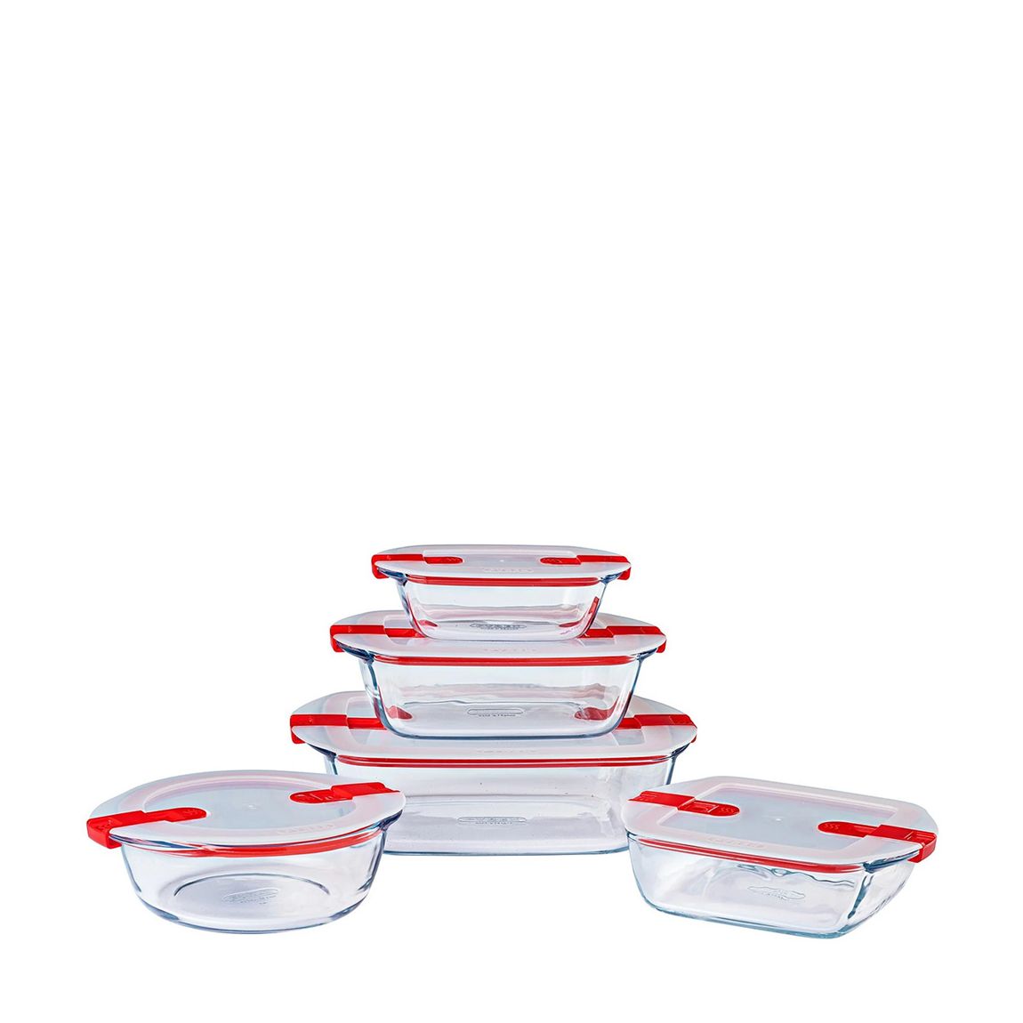 Set of 5 Cook & Heat Glass Dishes with Airtight Lids main product photo