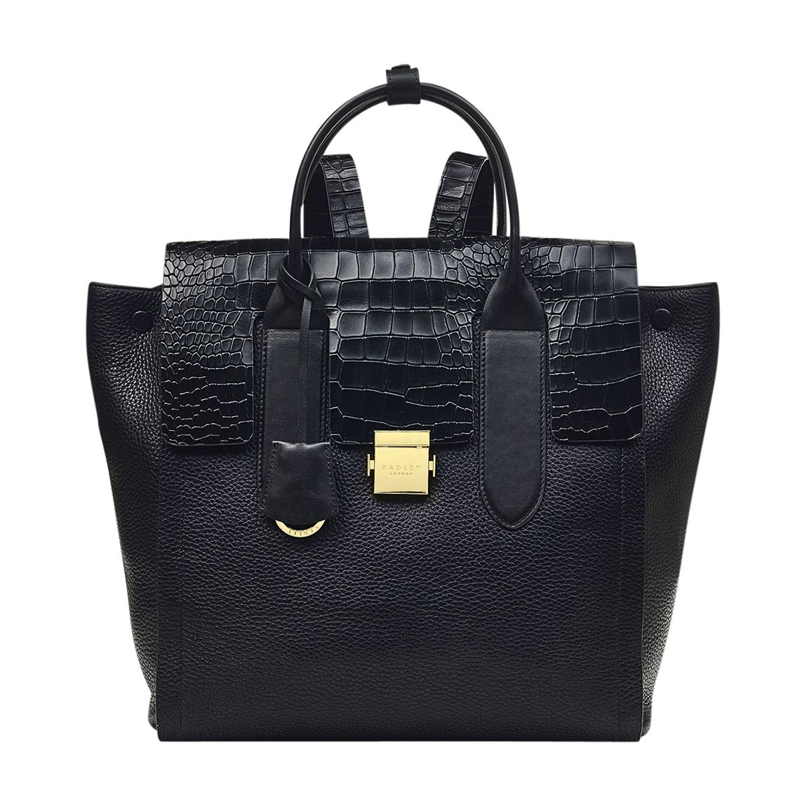 Black Mayfair Lane Faux Medium Flapover Backpack main product photo
