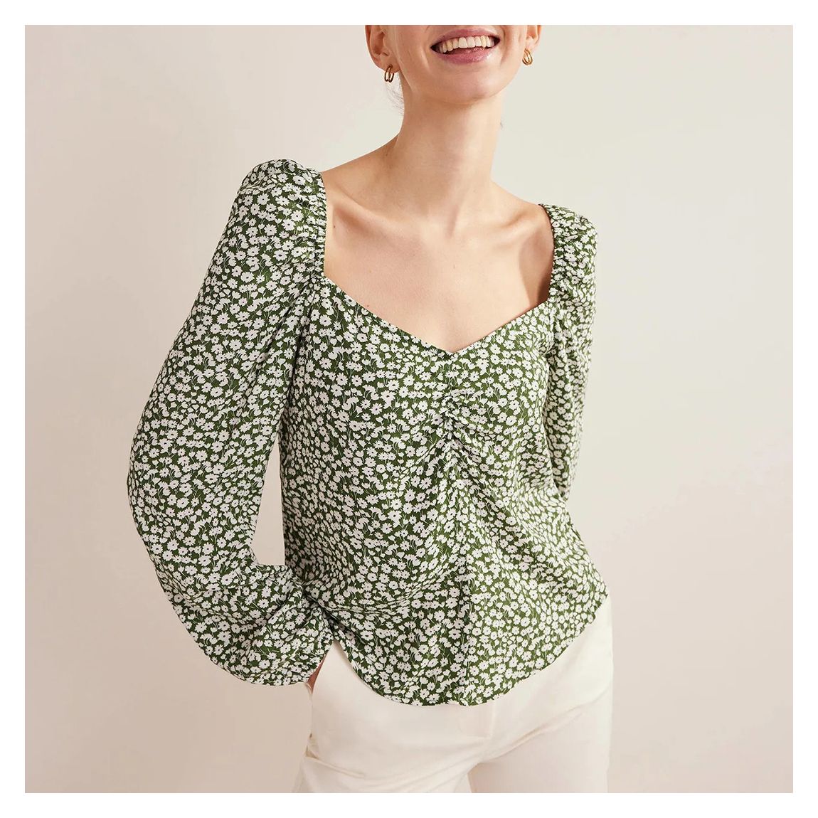Green Sweetheart Printed Top main product photo