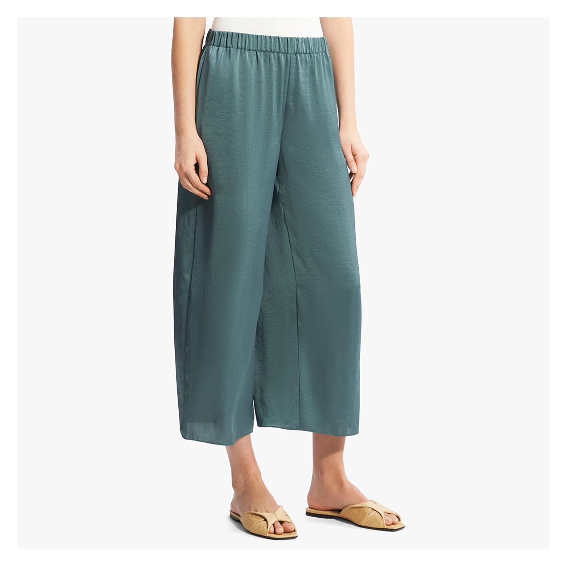 Teal Wide Leg Cropped Trousers main product photo