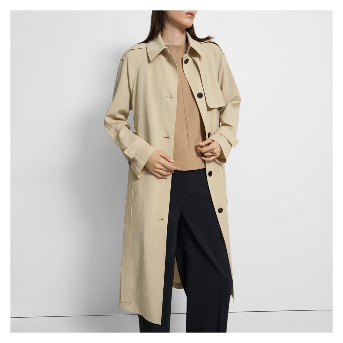 Camel Single Breasted Trench Coat main product photo