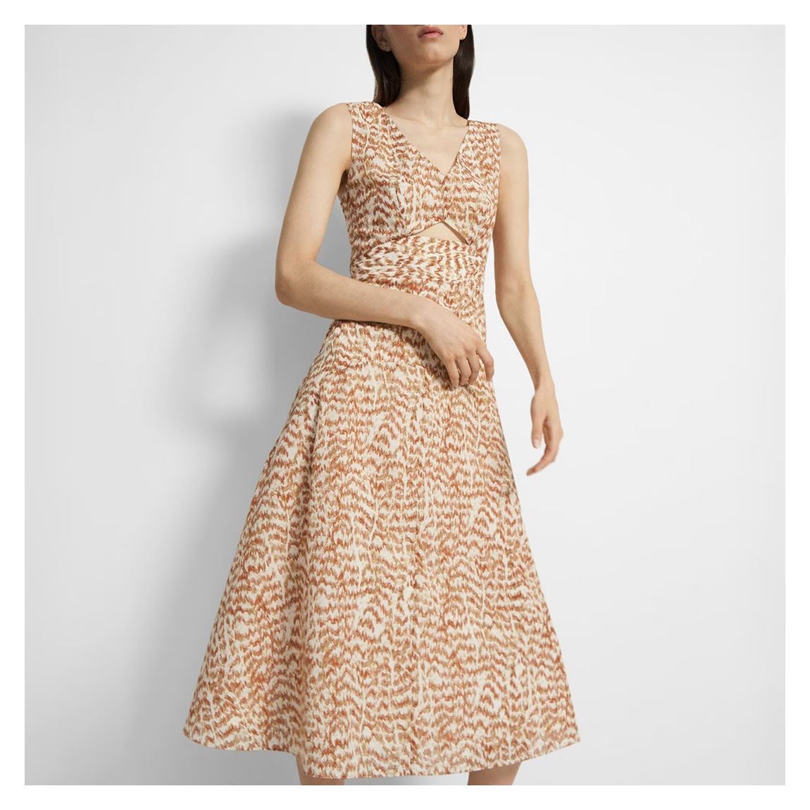 Rust Printed Cut-Out Midi Dress main product photo