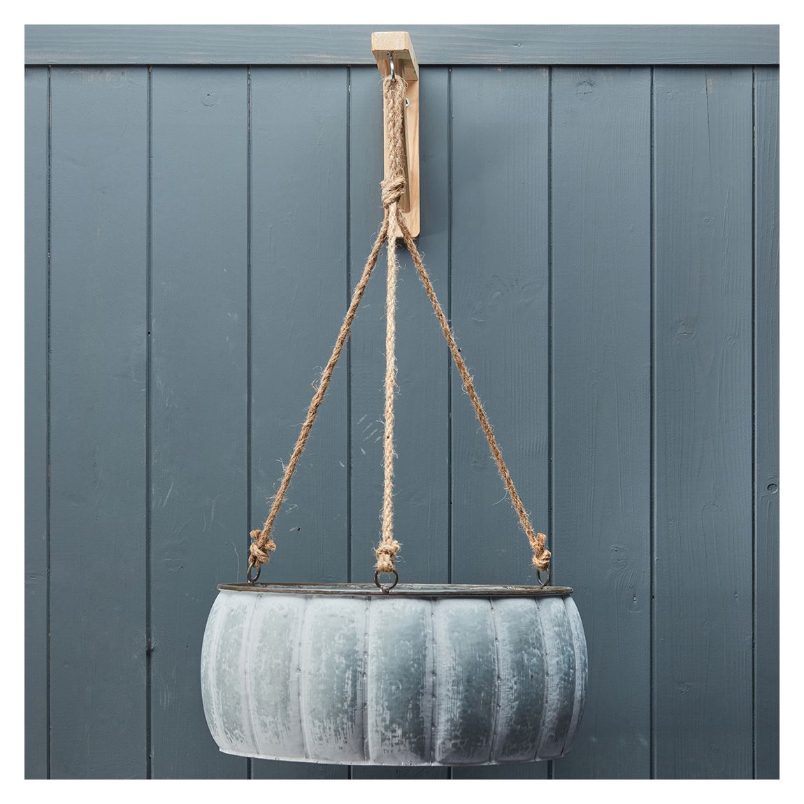 Set Of Two Hanging Vintage Style Zinc Planters main product photo