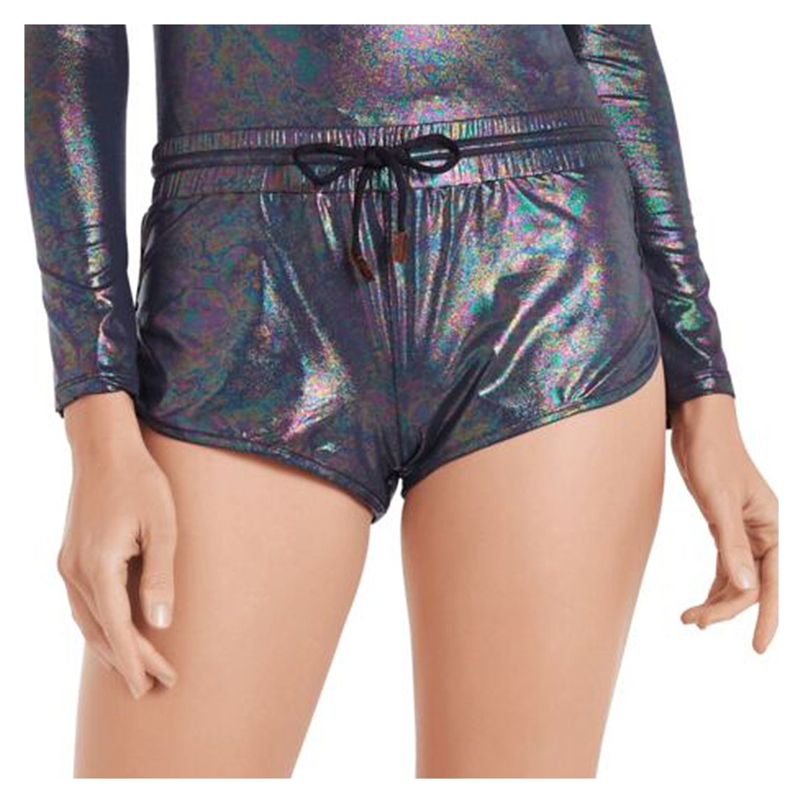 Silver Metallic Look Swim Shorts main product photo