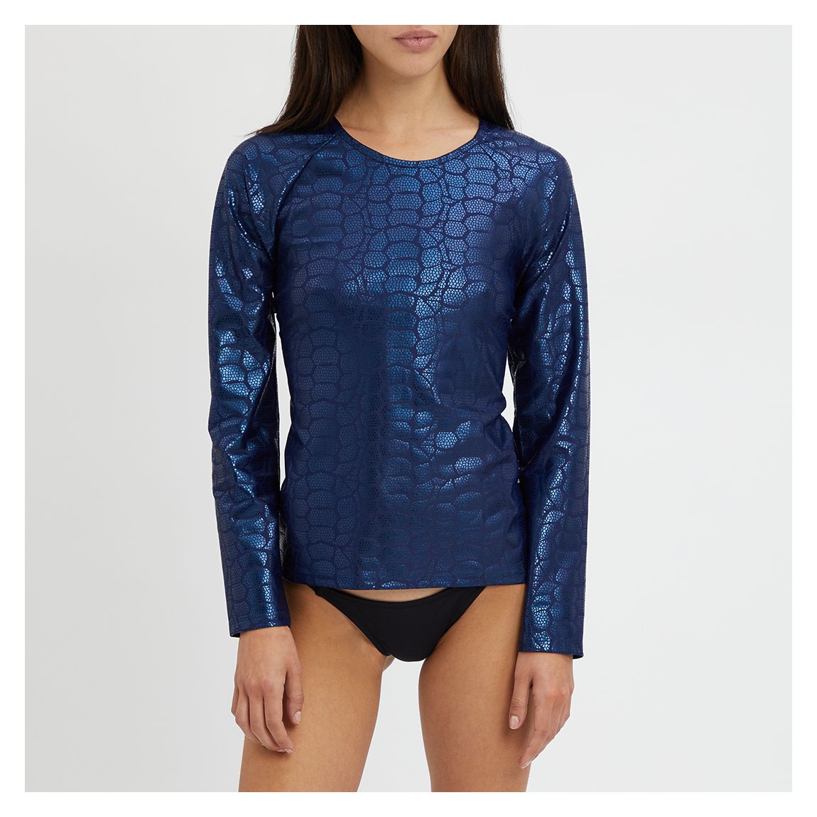 Blue Metallic Look Swim Top main product photo