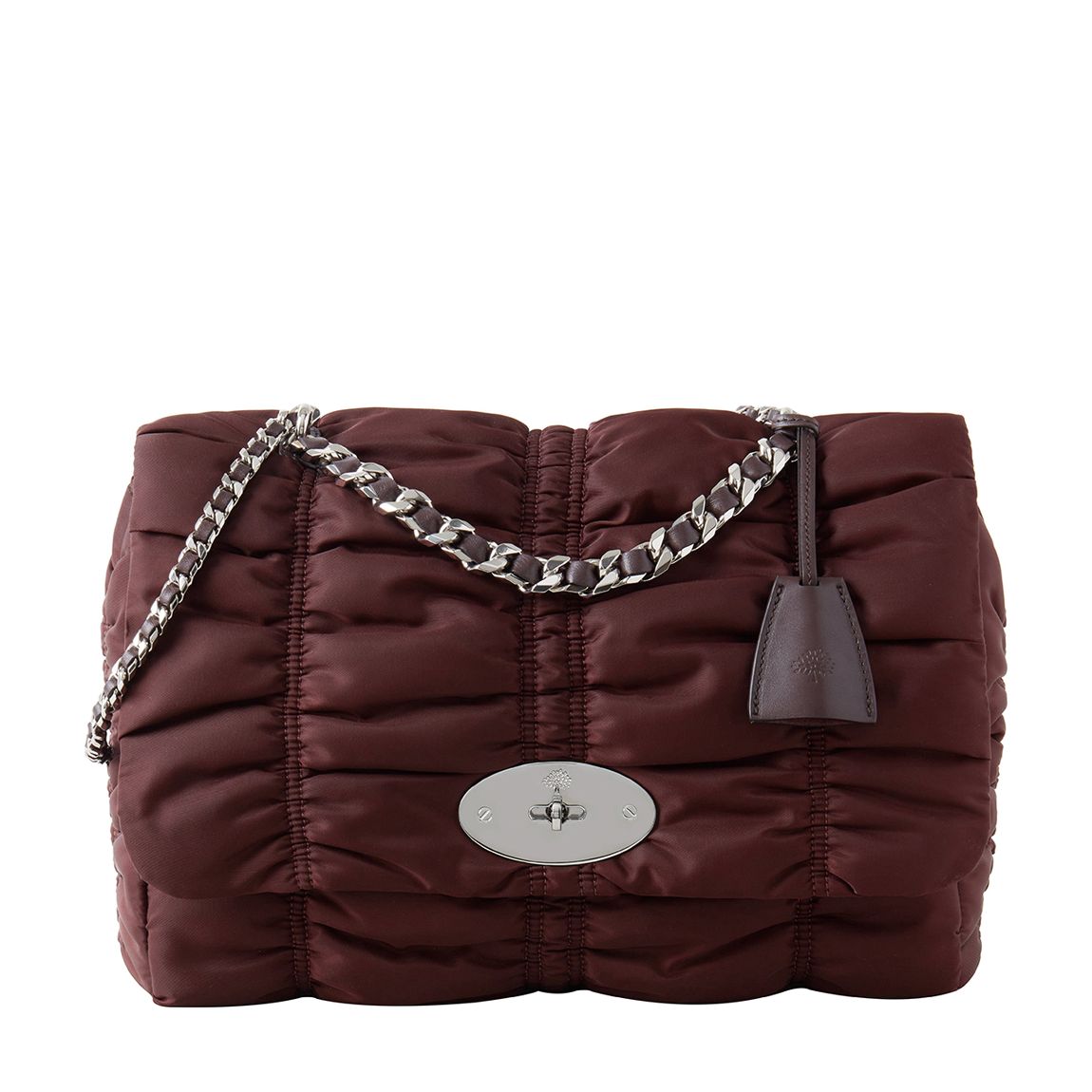 Oxblood Oversized Lily Ruched Nylon Shoulder Bag main product photo