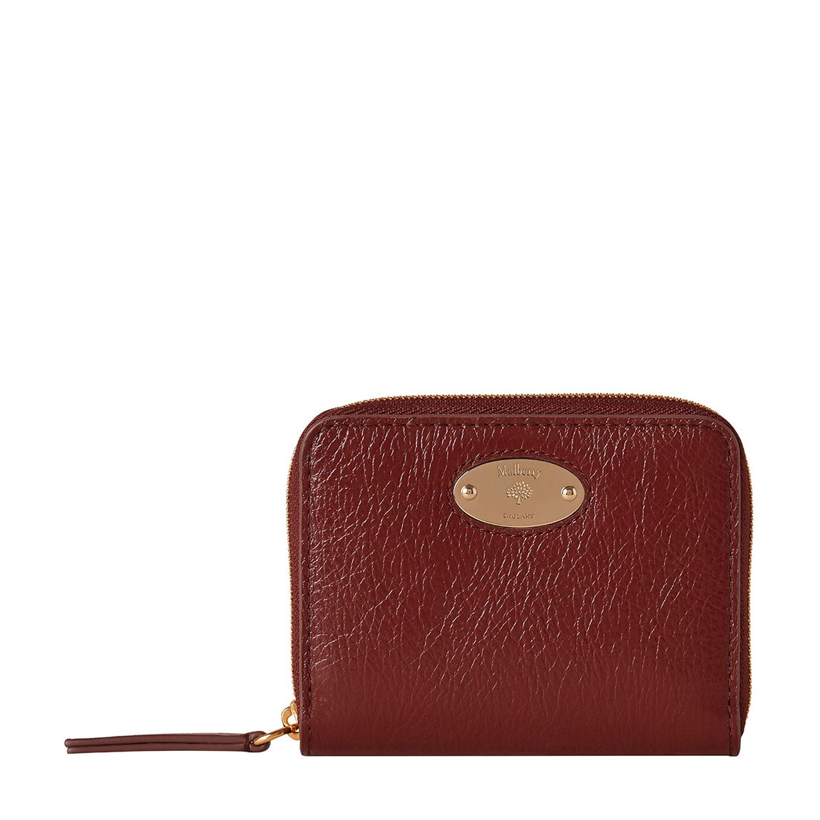 Crimson Mulberry Plaque Small High Shine Calf Zip Purse main product photo