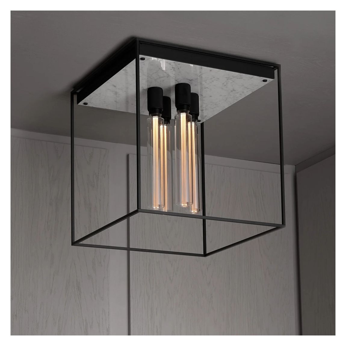 Caged Ceiling Light in White Marble, 4.0 main product photo