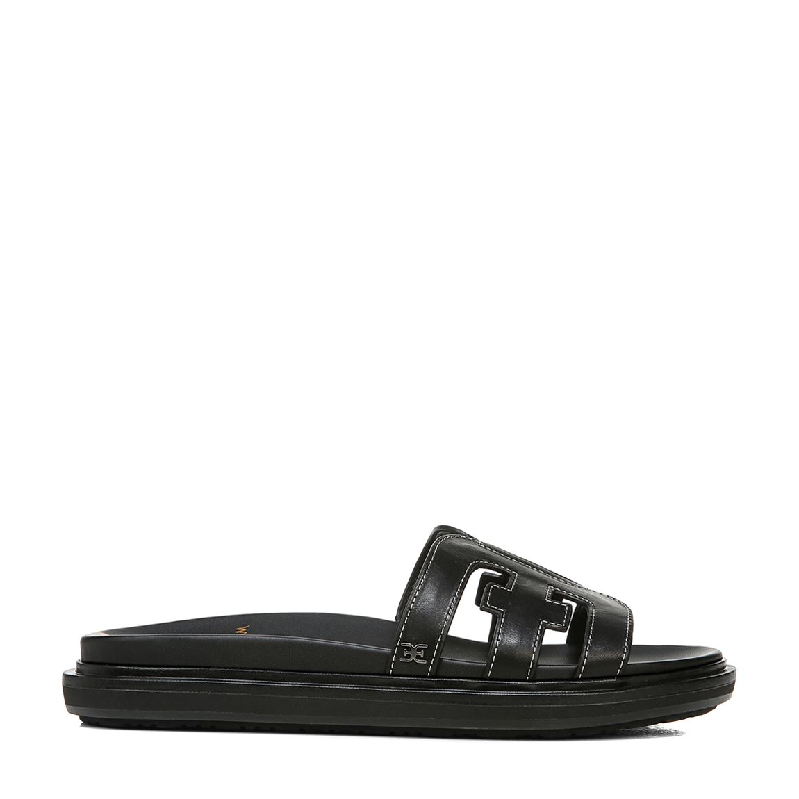 Black Valeri Leather Slide Sandals main product photo
