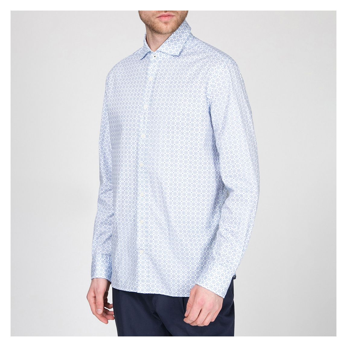 Blue All Over Print Cotton Shirt main product photo