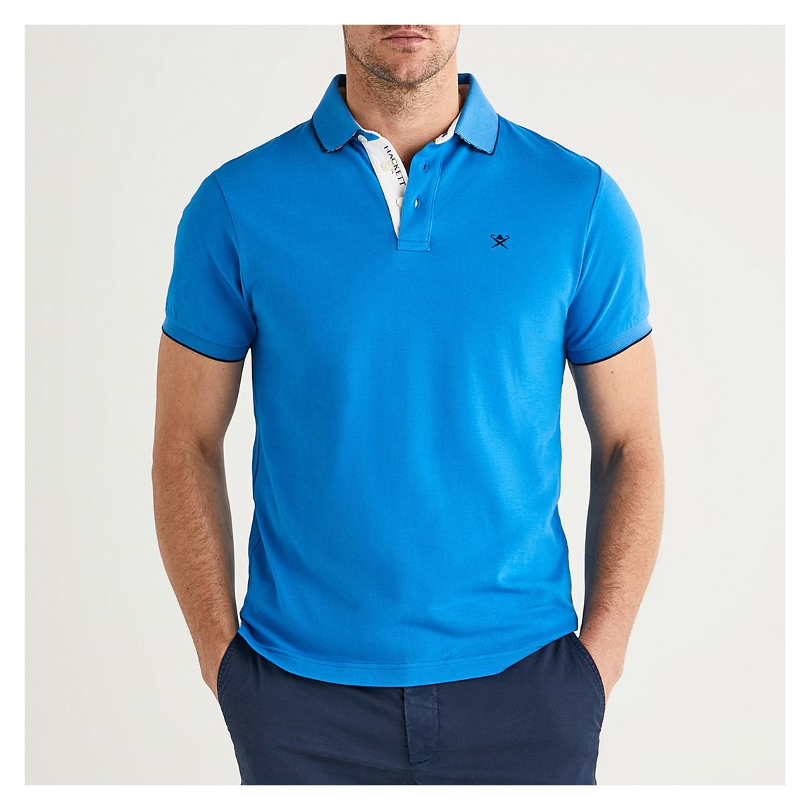 Bright Blue Embroidered Cotton Polo Shirt main product photo
