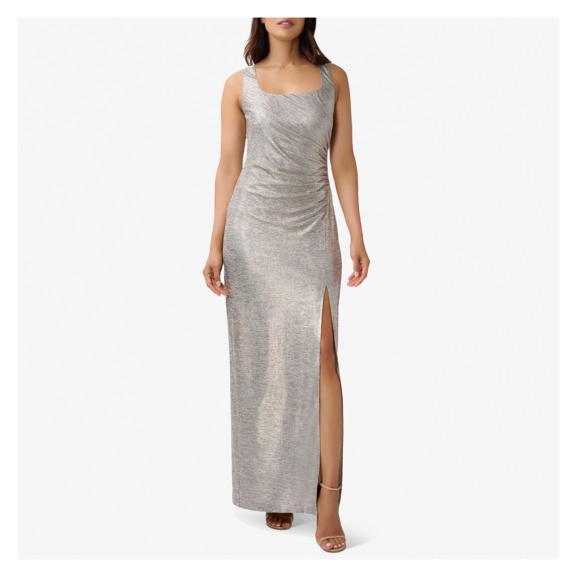 Light Gold Foil Ruched Gown main product photo