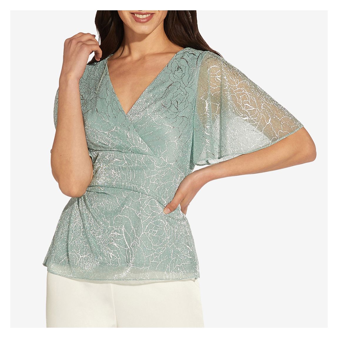 Green Metallic Mesh Top main product photo