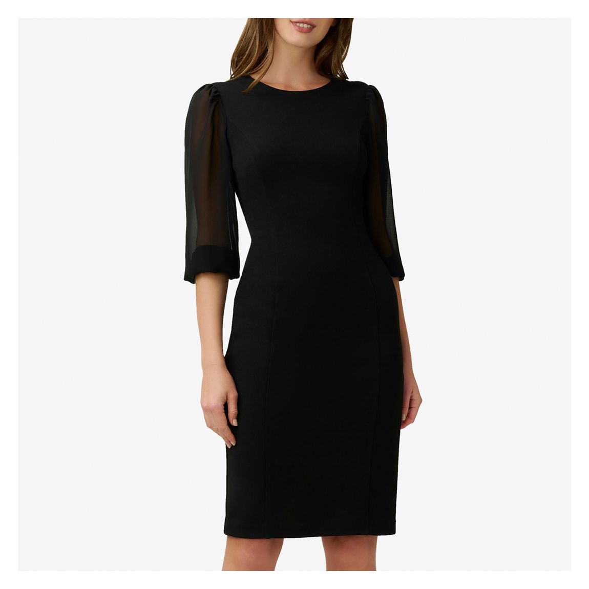 Black Mesh Sleeve Midi Dress main product photo