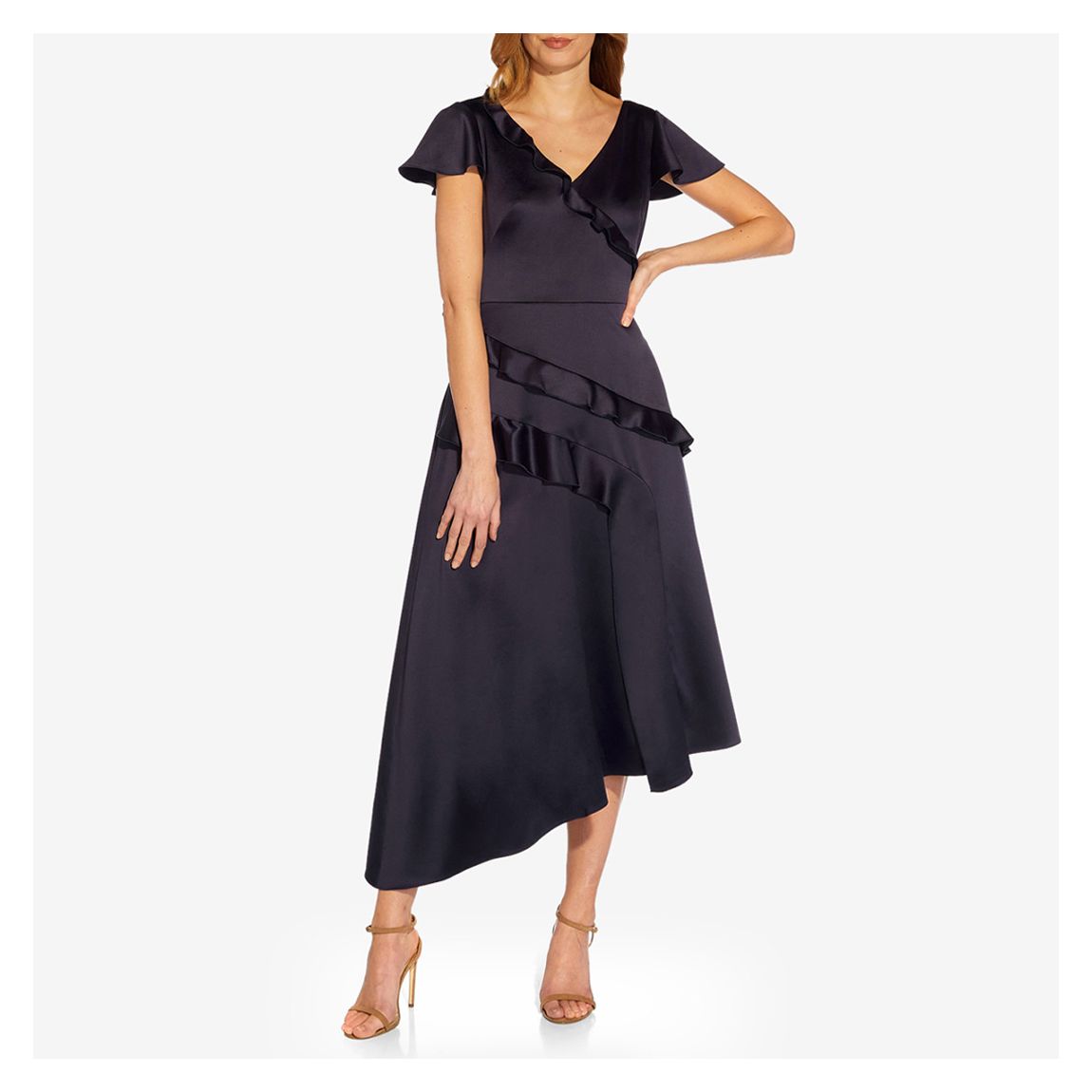 Dark Navy Ruffled Midi Dress main product photo