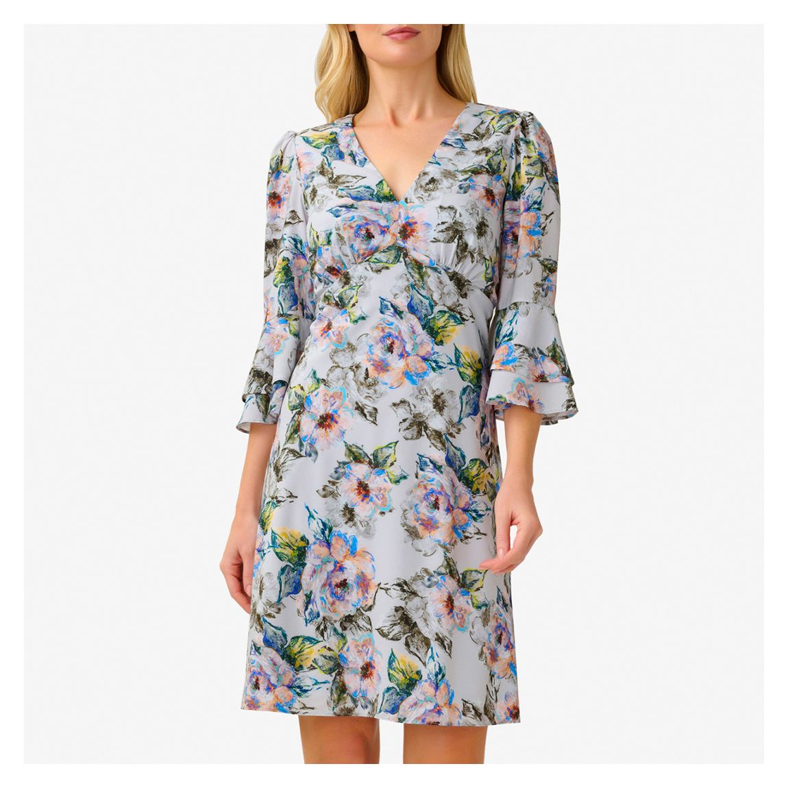 Grey Floral Chiffon Dress main product photo
