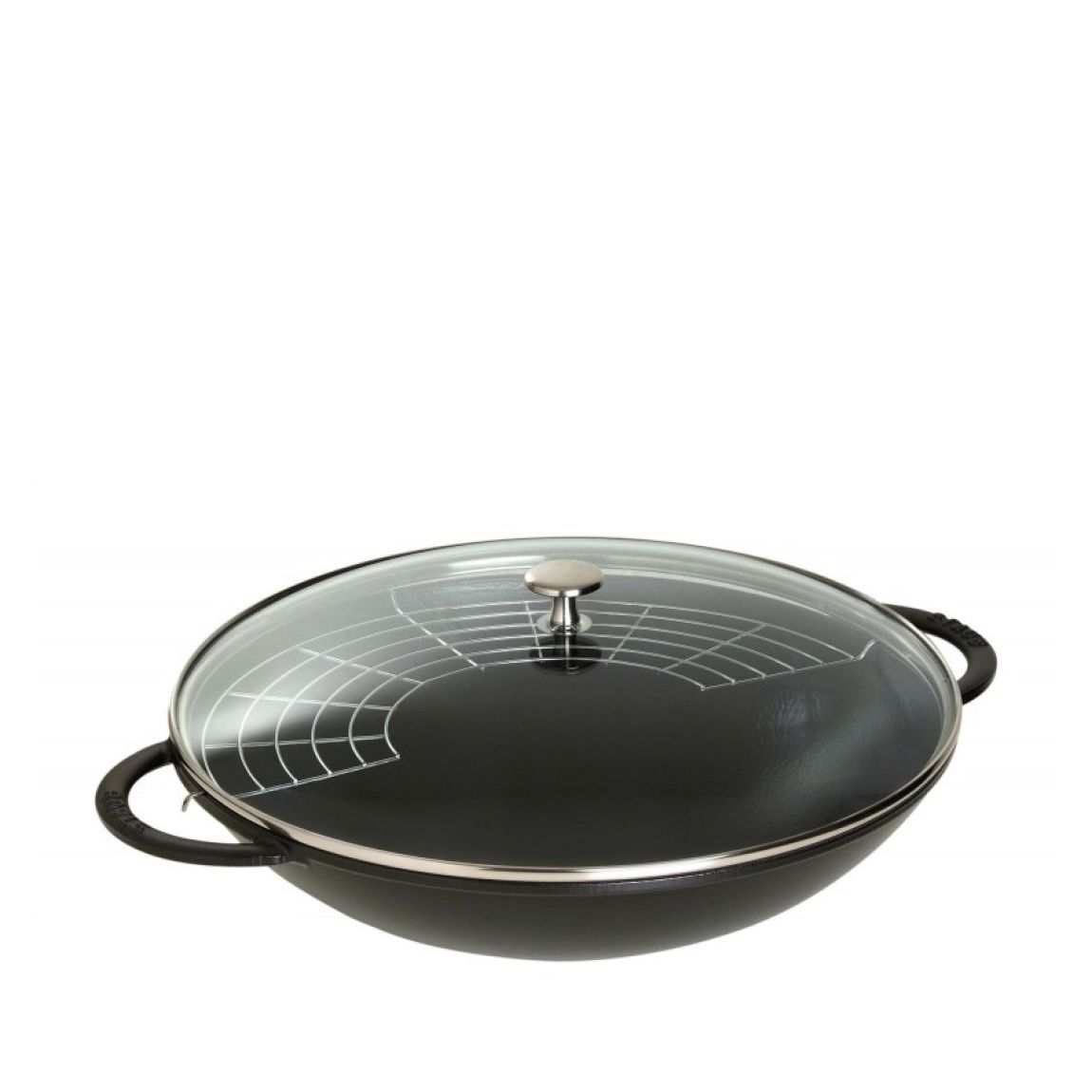 Black Round Wok with Glass Lid, 37cm main product photo