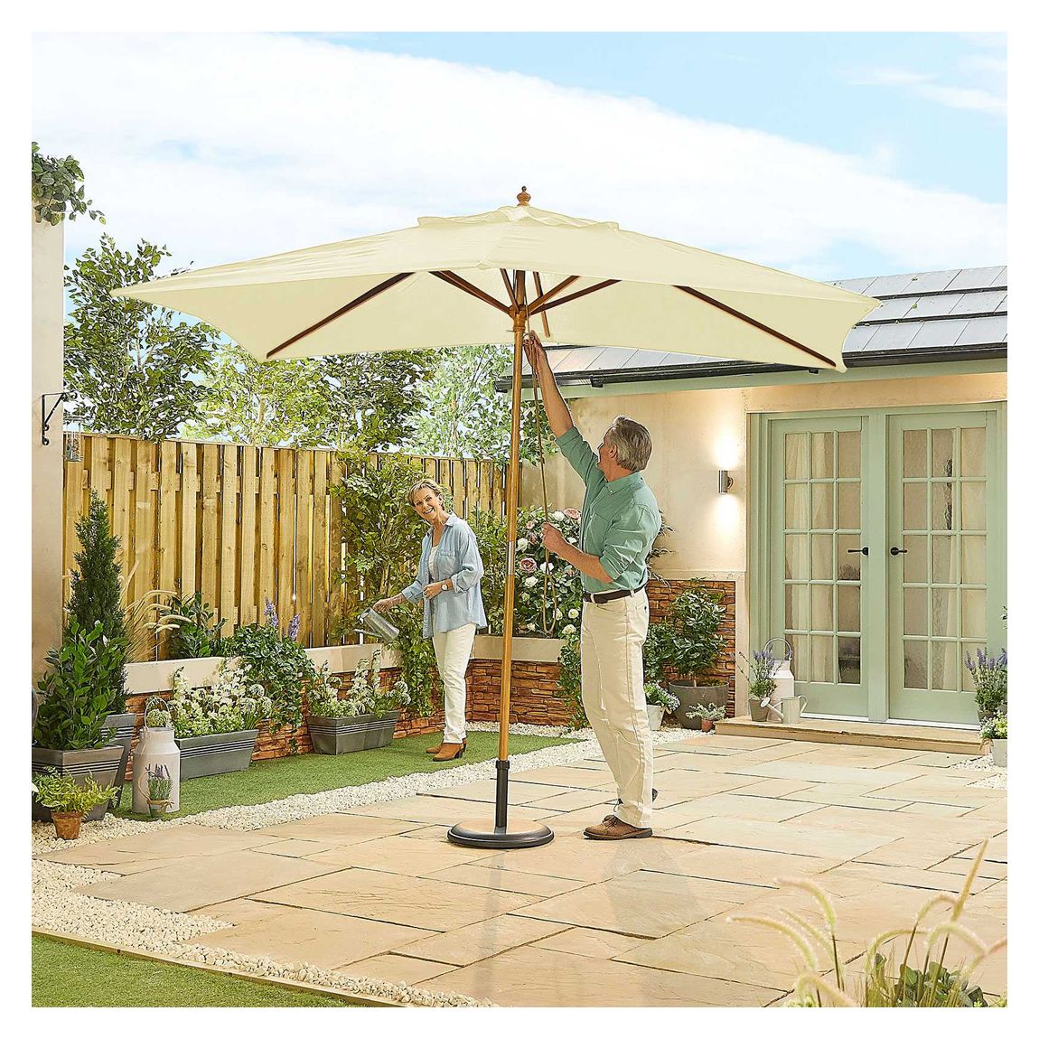 Dominica Wooden Parasol 3m x 2m Rectangular Natural main product photo