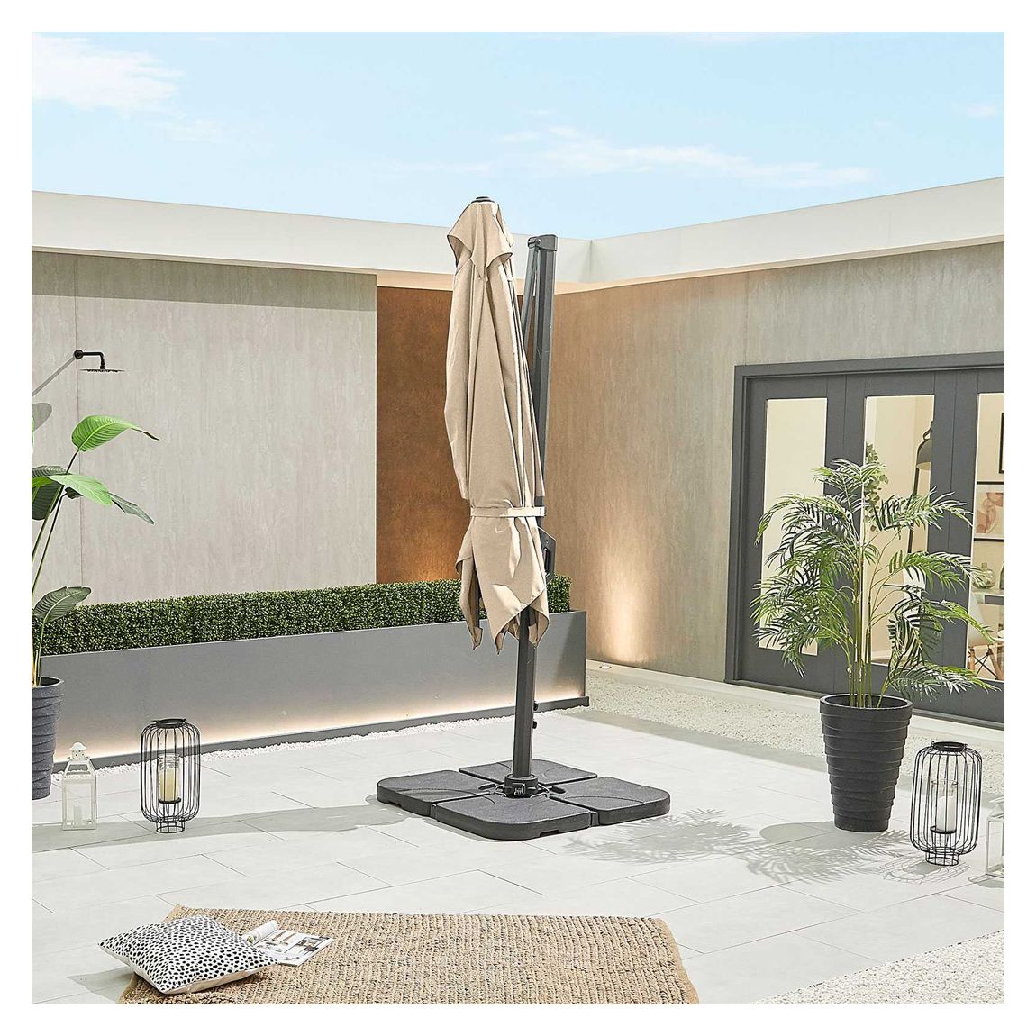 Genesis Grey Frame Cantilever Parasol - 3m x 2.5m Rectangular - Beige main product photo