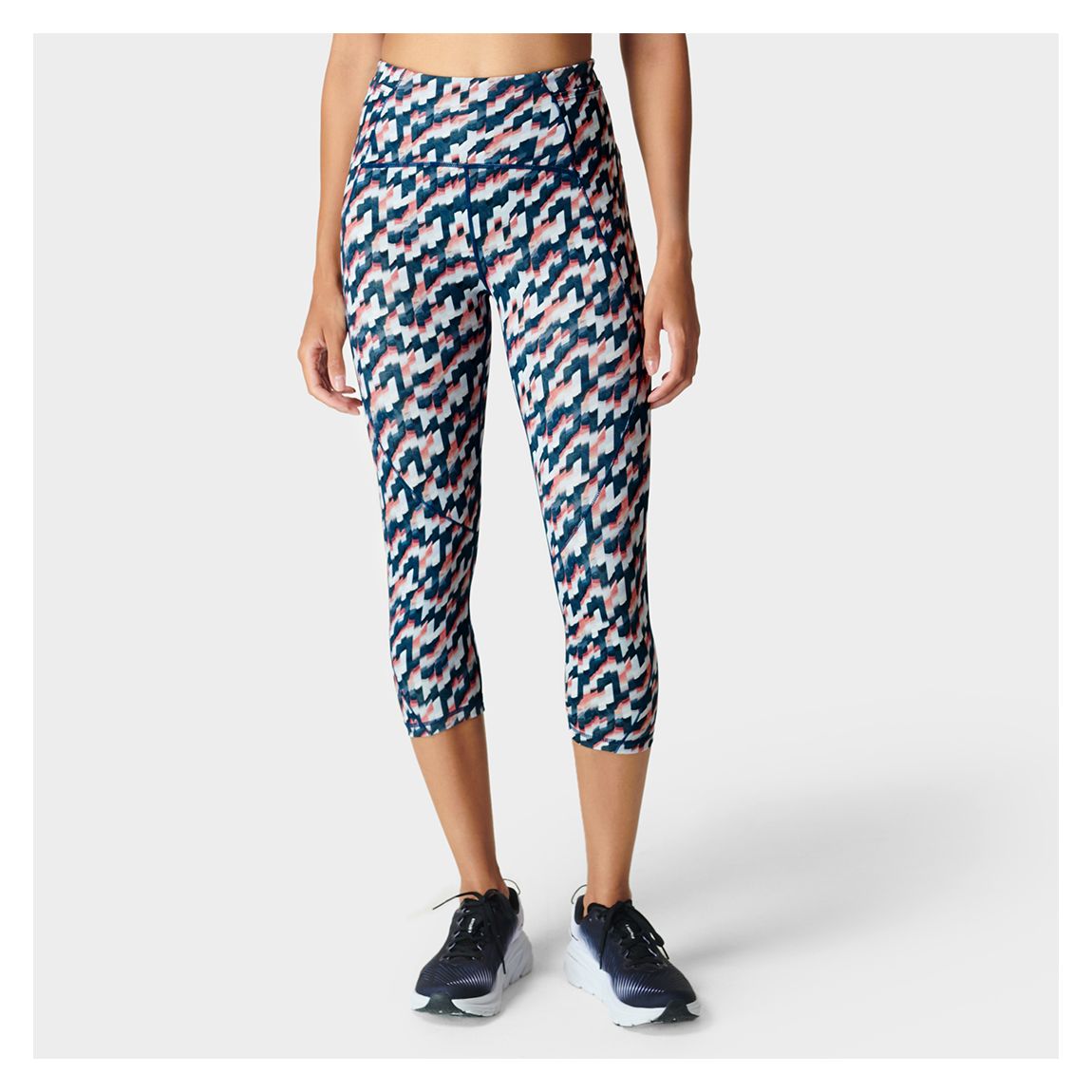 BLUE Rapid Run Cropped Leggings - Blue Spliced Mirage Print main product photo