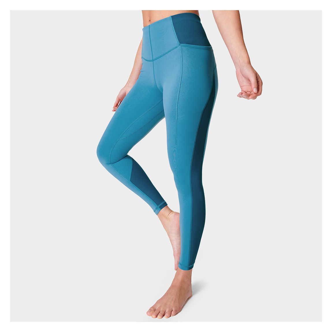 Two Tone Blue Super Soft Flow Ribbed 7/8 Yoga Leggings main product photo