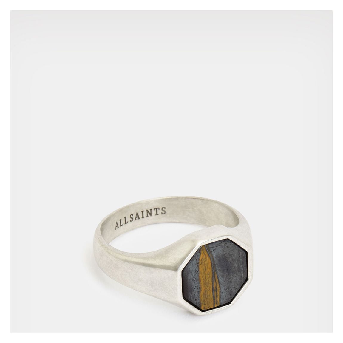 Warm Silver Heli Stone Hex Ring main product photo