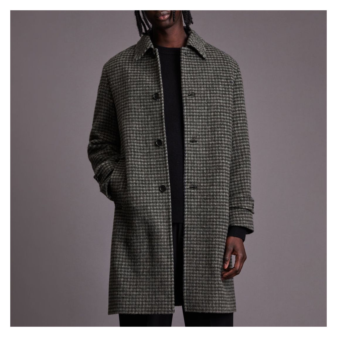 Charcoal Dahl Houndstooth Wool Blend Coat main product photo
