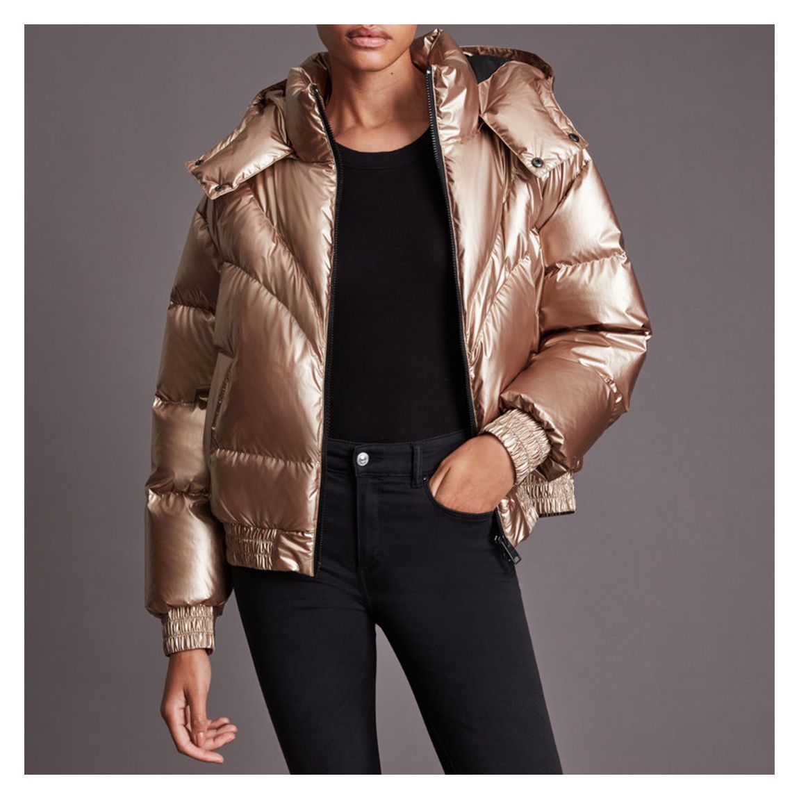 Rose Mika Metallic Puffer Jacket main product photo