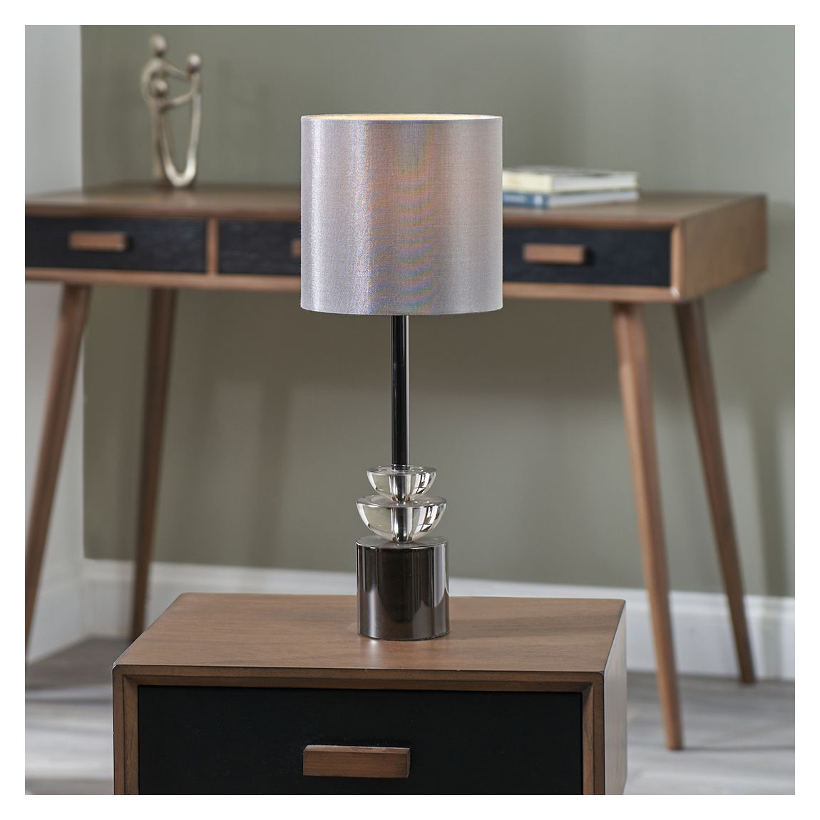 Arran Smoke Glass and Pewter Small Table Lamp main product photo