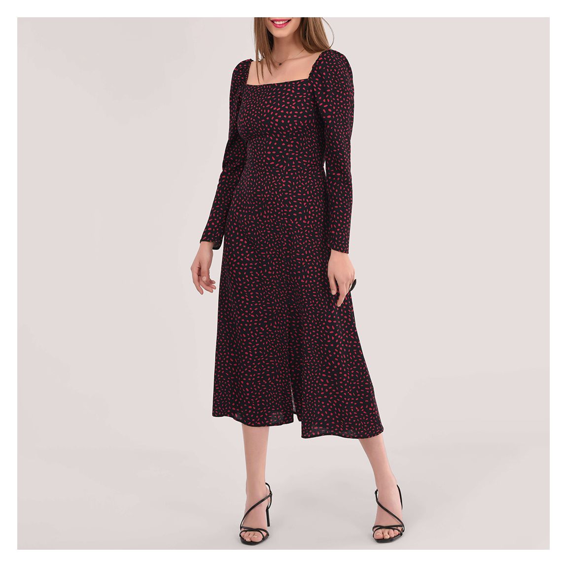 Black Milkmaid Midi A-Line Dress main product photo
