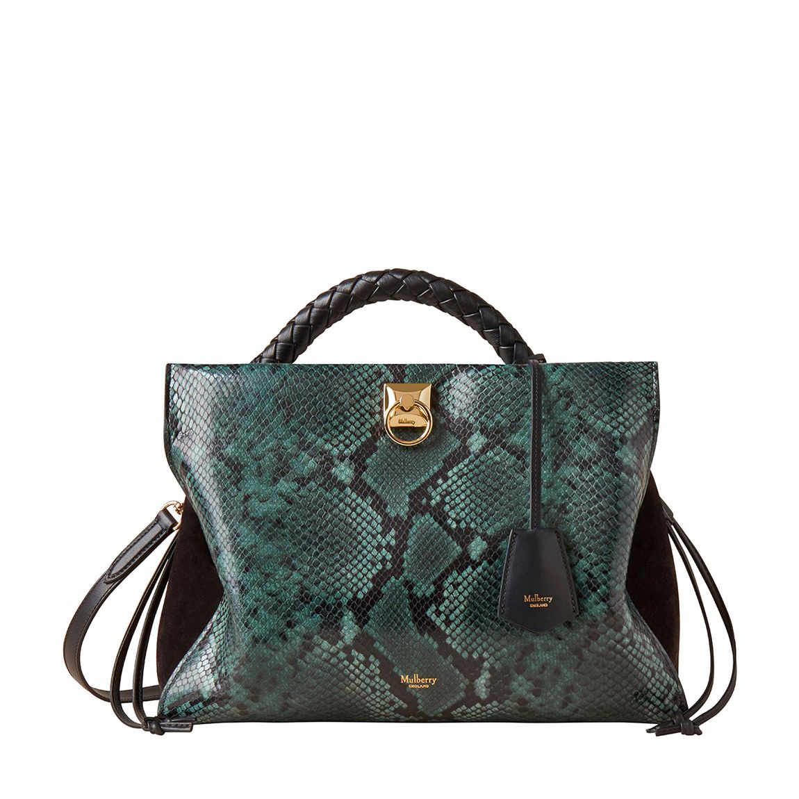 Mulberry Green Black Iris Suede Python Bag main product photo