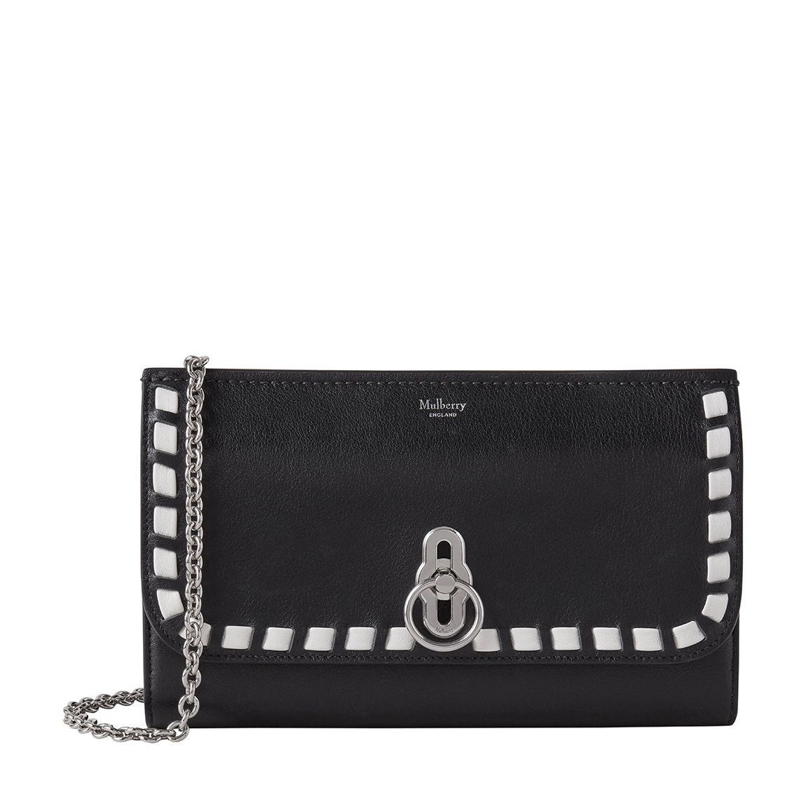 Black-White Whipstitch Amberley Clutch main product photo
