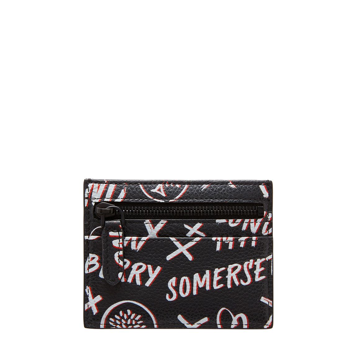 Black Graffiti Print Zipped Credit Card Slip main product photo