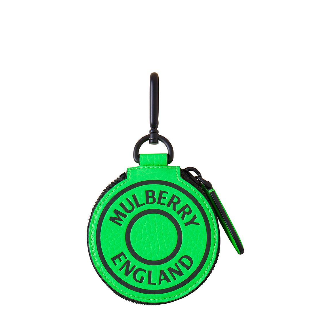 Neon Green Heavy Grain Leather Round Pouch main product photo