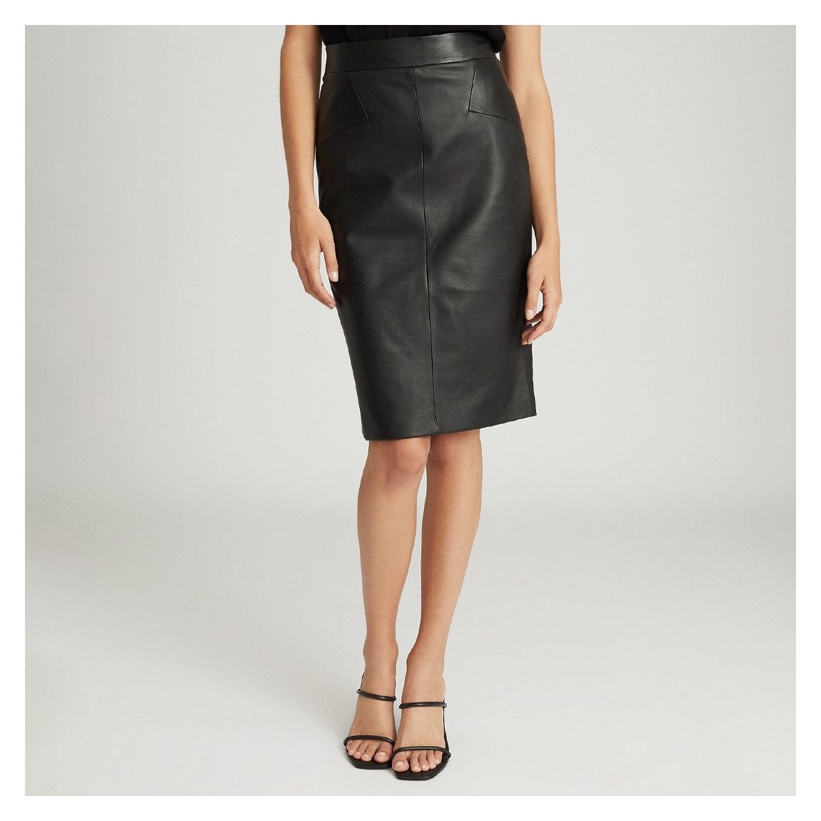 Black Reagan Leather Pencil Skirt main product photo