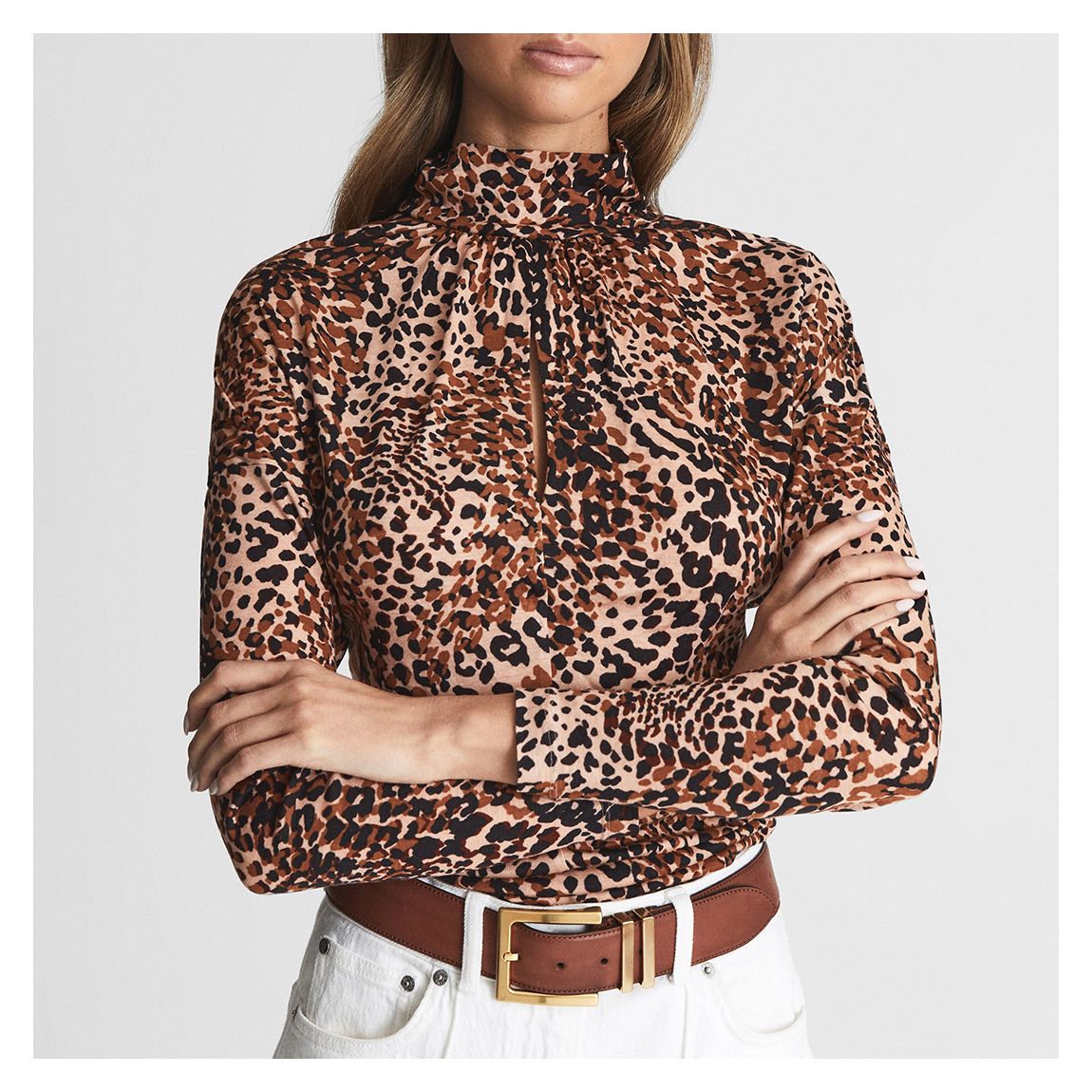 Brown Serena Animal Print Top main product photo