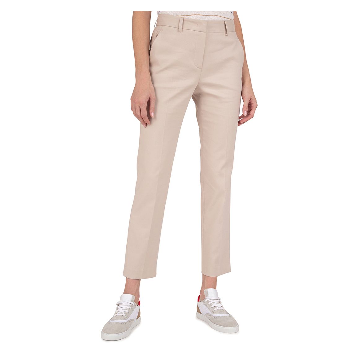 Beige Mirella Cotton Blend Straight Leg Trouser main product photo