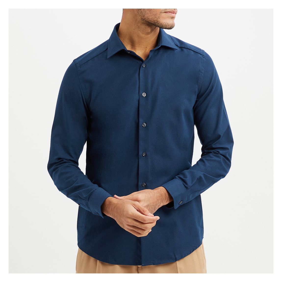 Navy Henrick Casual Cotton Blend Shirt main product photo
