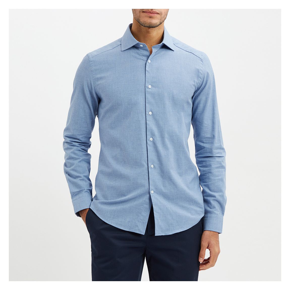 Mid Blue Zetterberg Casual Cotton Shirt main product photo