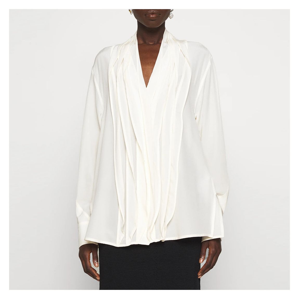 White Silk Frill Collar Shirt main product photo