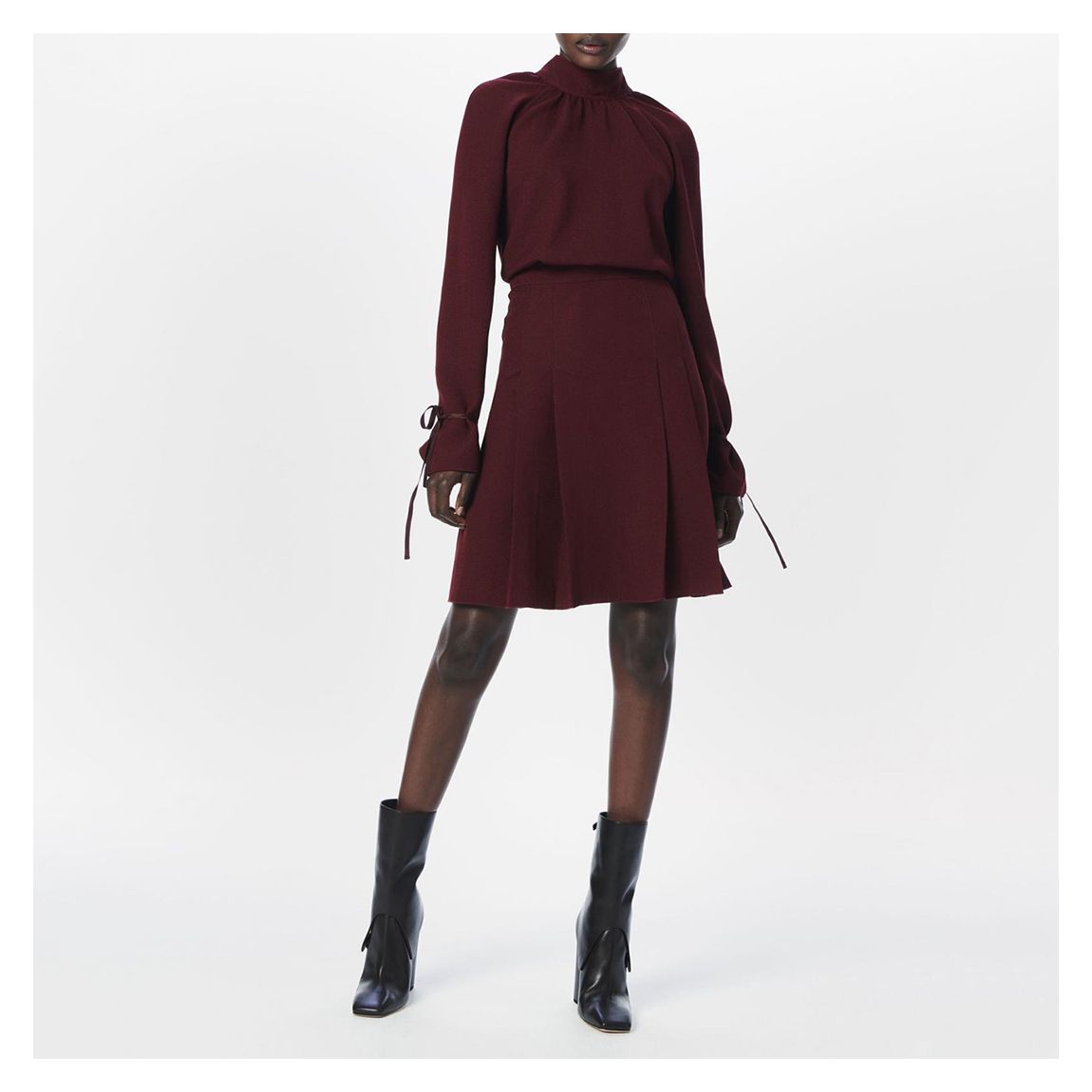 Red Tie Sleeve Pleated Dress main product photo